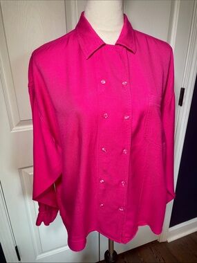Vintage 90s City Triangles Hot Pink Double Breasted Blouse